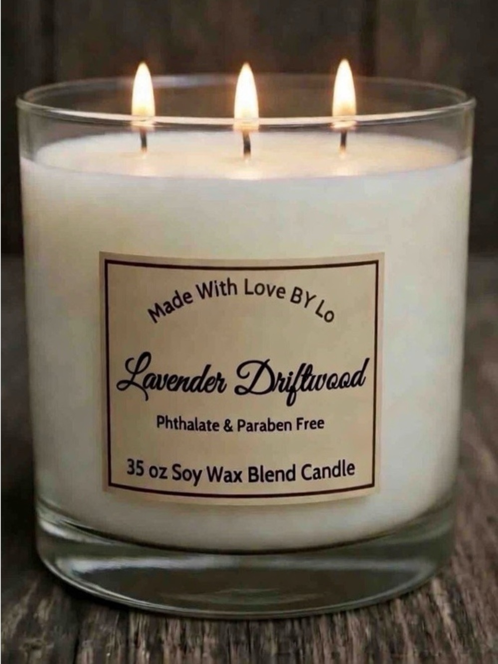 LARGE CANDLE BOWL 35 OZ Lavender Driftwood 3-Wick Soy Candle